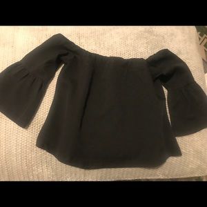 Black Off the Shoulder Top with Bell Sleeves